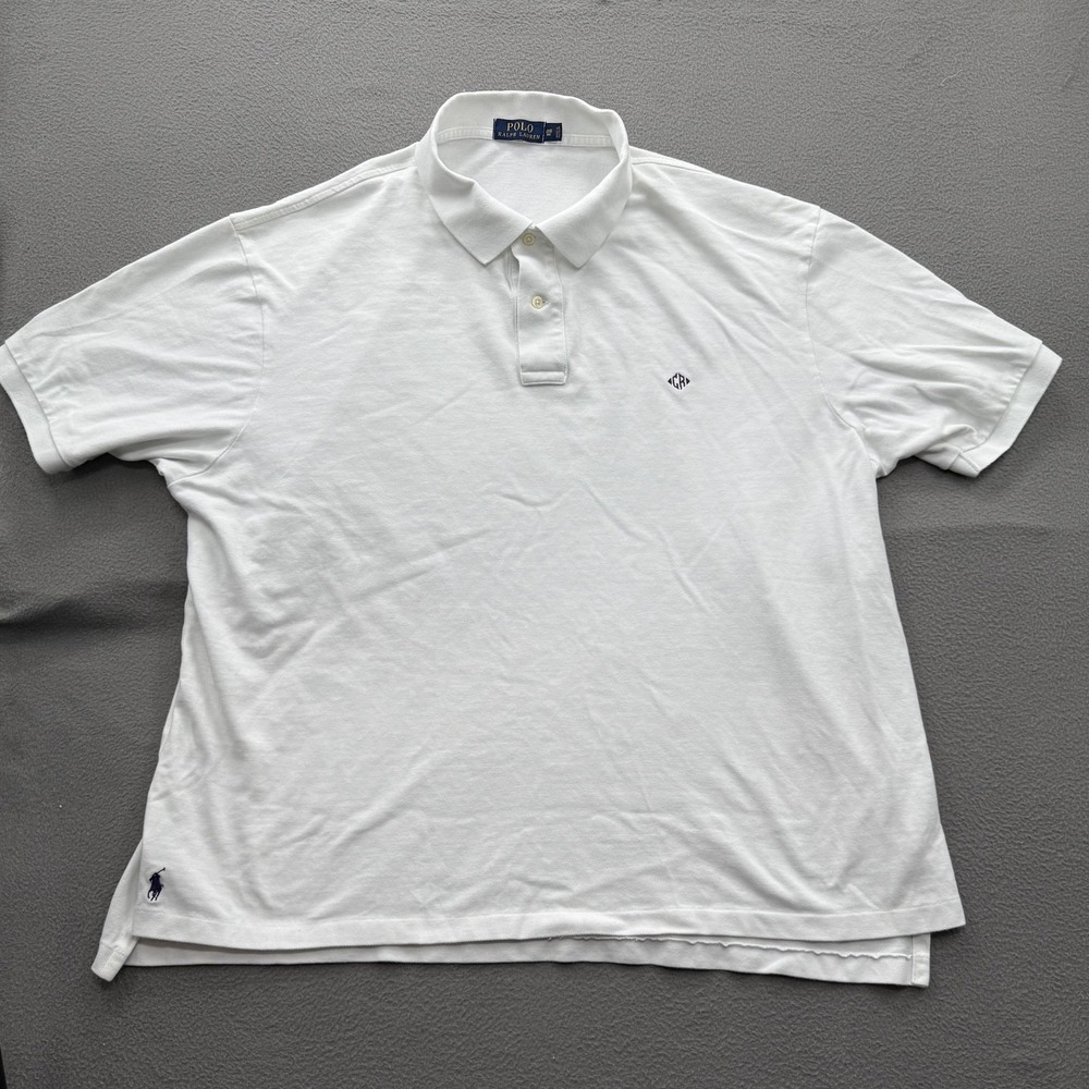 Polo Ralph Lauren Polo Shirt Mens 3XB Big White Solid Cotton Pony Logo Casual